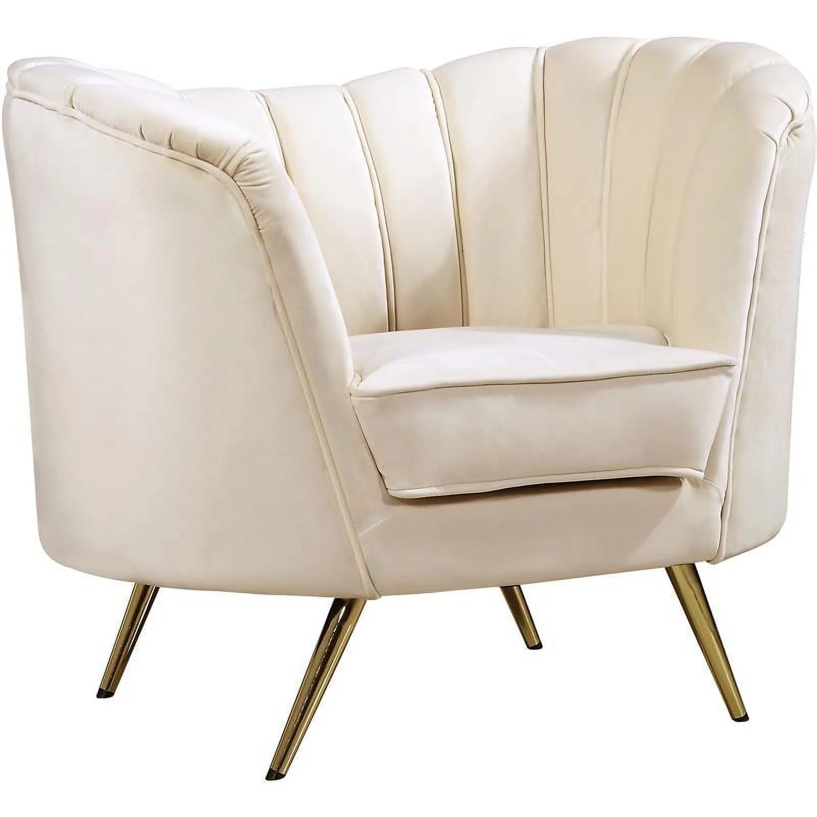 Home Square 2-Piece Set with Accent Chair and Chaise in Cream and Gold