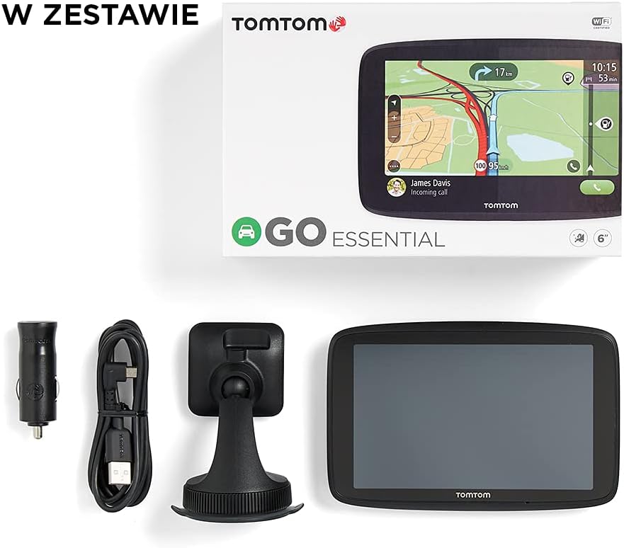 TomTom Car Sat Nav GO Essential, 6 Inch, with Traffic Congestion and Speed Cam Alert trial thanks to TomTom Traffic, EU Maps, Updates via WiFi, Handsfree Calling, Click-and-Drive Mount