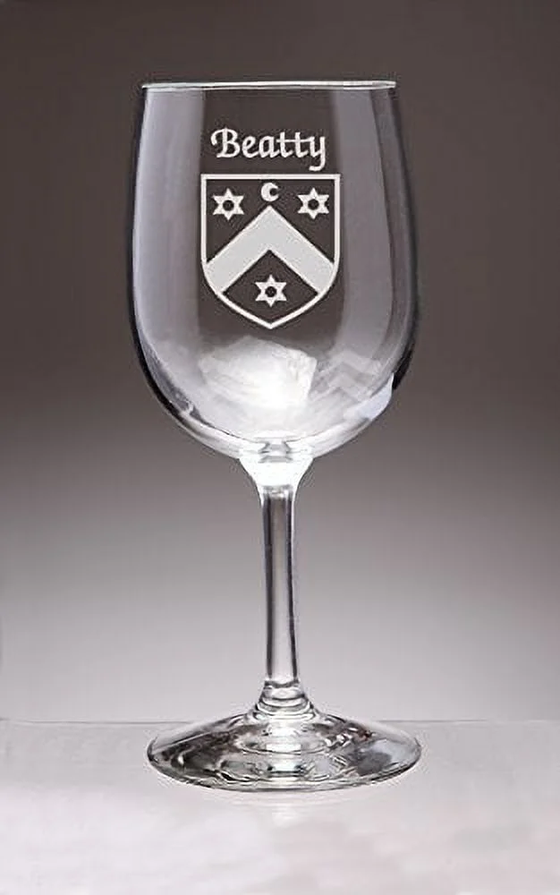 Beatty Irish Coat of Arms Wine Glasses - Set of 4 (Sand Etched)