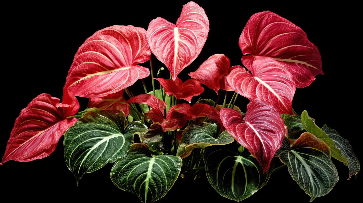 6 Crimson Sky Caladium Bulbs for Planting - Perennial Hosta, Elephant Ears, Fancy (6 Bulbs)