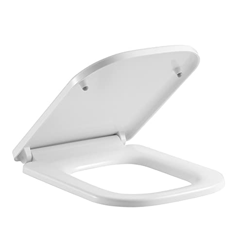 Soft Close Toilet Seat, Toilet seat, Square Toilet Seat, Mute Toilet Seat Cover & Quick-Release Easy Top Fix Rectangular Shape Toilet Lid with Adjustable Hinges