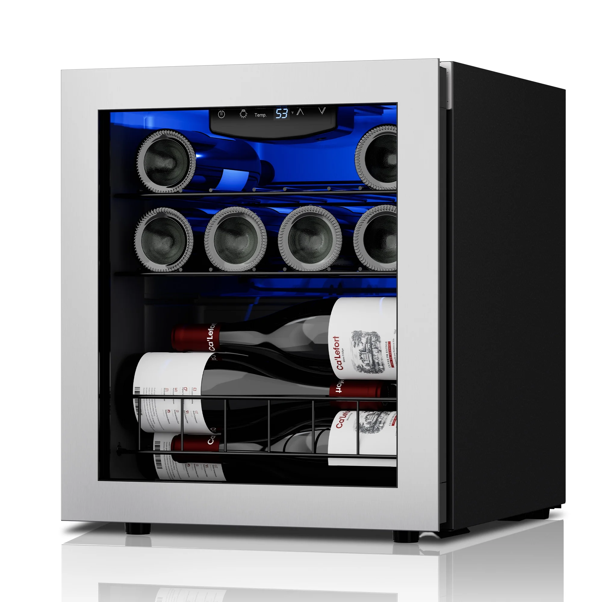 Ca'Lefort Wine Refrigerator Cooler，12 Bottle Mini Wine Fridge Freestanding Wine Cellar with Glass Door