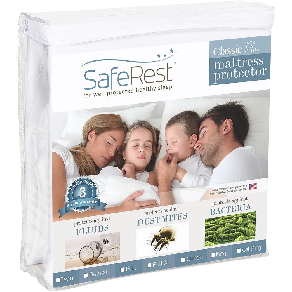 SafeRest Premium Hypoallergenic Waterproof Mattress Protector, Vinyl Free, Twin XL