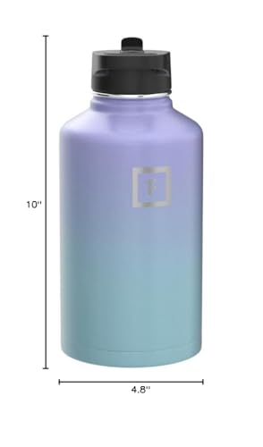 IRON °FLASK Camping & Hiking Hydration Flask with 3 Lids - Stainless Steel, Double Walled & Vacuum Insulated Water Bottle - Leak Proof & BPA Free (Midnight Black, Straw - 40 oz)