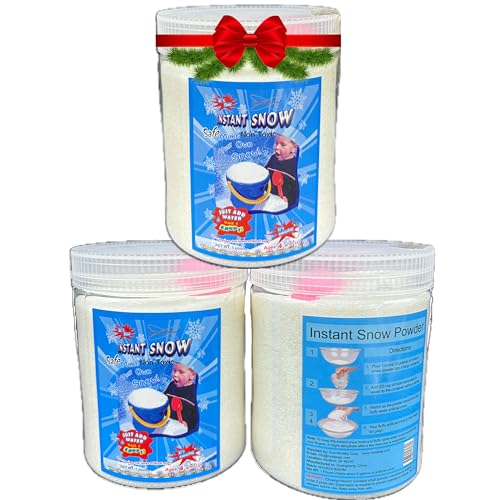 Instant Snow Powder – 1 lb Jar – Fun Sensory Faux Snow Play, Feels Like Real Snow, Cool & Damp (3 LB-Make 24 Gal.)