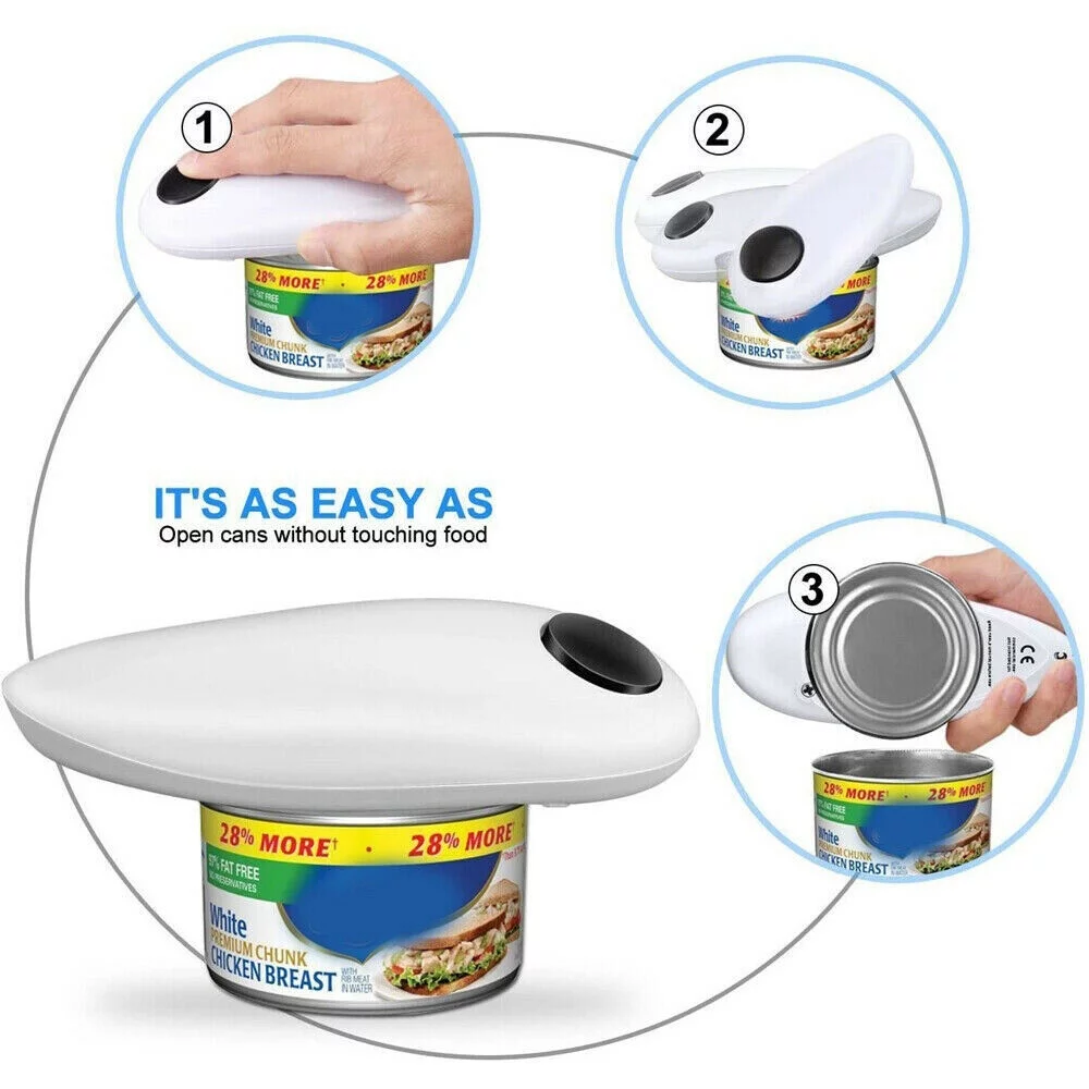 One Click Touch Automatic Can Tin Opener Electric Cutter Jar Lid Wrench