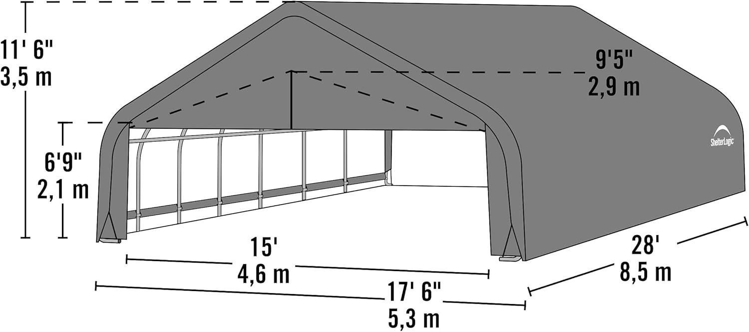 ShelterLogic 80024 Grey 18'x28'x12' Peak Style Shelter