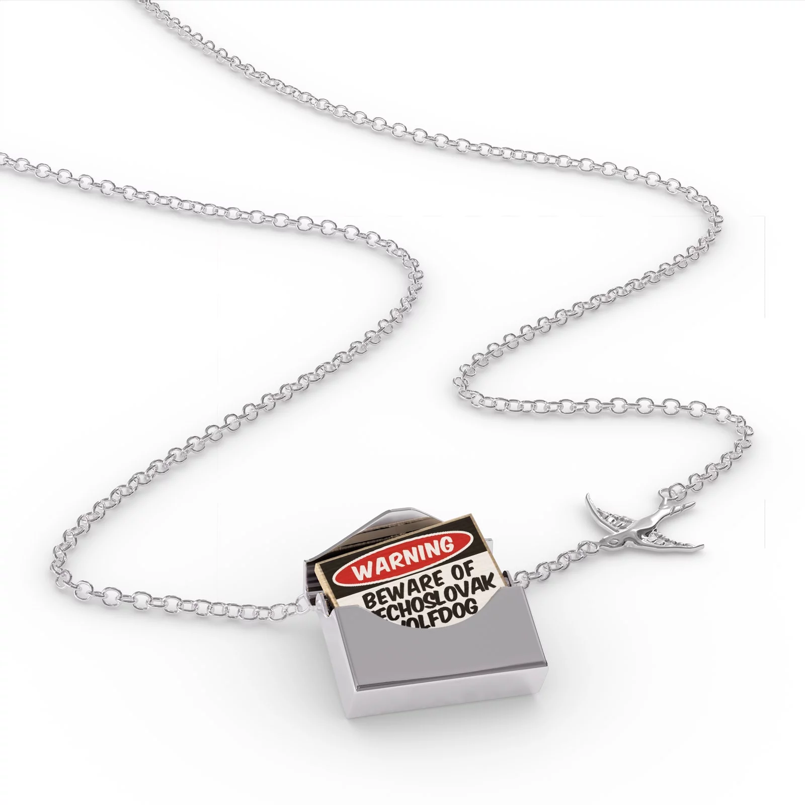 Locket Necklace Beware of the Czechoslovak WolfDog from Czechoslovakia in a silver Envelope Neonblond