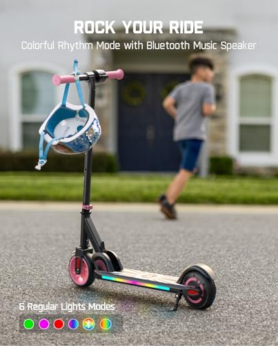 FanttikRide C9 Apex Electric Scooter for Kids 8-12, Adjustable Handlebar Height for Riders 3.9-5.2 ft, 132 lbs, Up to 40 mins Continuous Time, 3 Speed Mode 5/8/10 MPH, Bluetooth Music Speaker