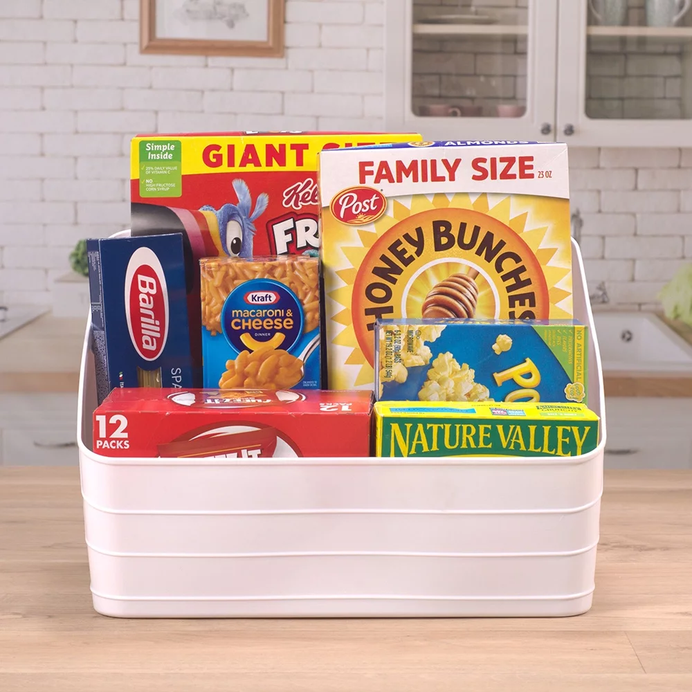 Mainstays Flexible Plastic Closet Bin, White, 4 pack