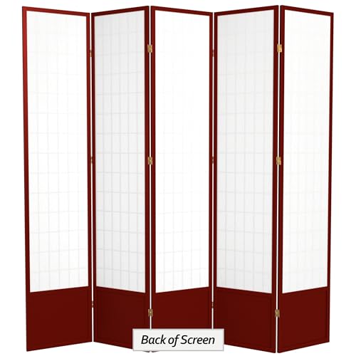 Red Lantern 7 ft. Tall Window Pane Shoji Screen-White-3 Panels Room Divider