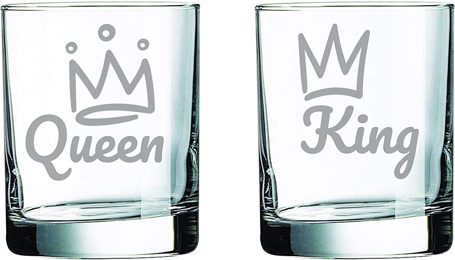 King Queen Wifey Hubby His Hers Couple Marriage Anniversary Parents Mother Father 10 Oz Rock Whiskey Glass Set Of 2 Wine