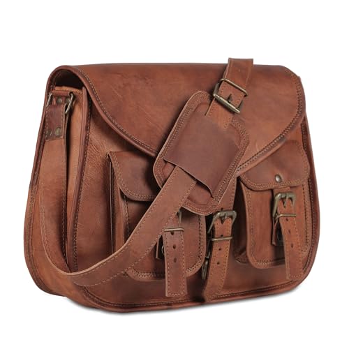 14 Inch Leather Purse Women Shoulder Bag Crossbody Satchel Ladies Tote Travel Purse Genuine Leather