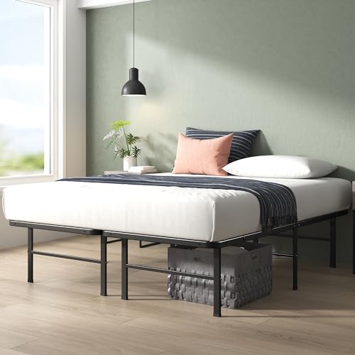 ZINUS Rumi 14in Full Metal Bed Frame, Quick Assembly SmartBase® Mattress Foundation, Heavy Duty Sturdy Steel with No Box Spring Needed, Eco-Friendly Packaging, Black