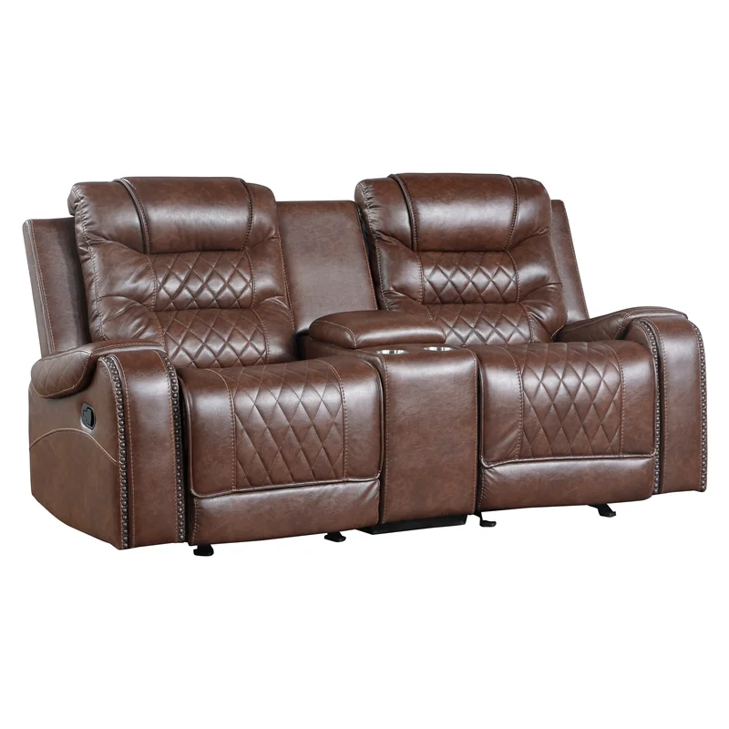 Lexicon Putnam 2-Piece Upholstered Manual Reclining Sofa Set in Brown