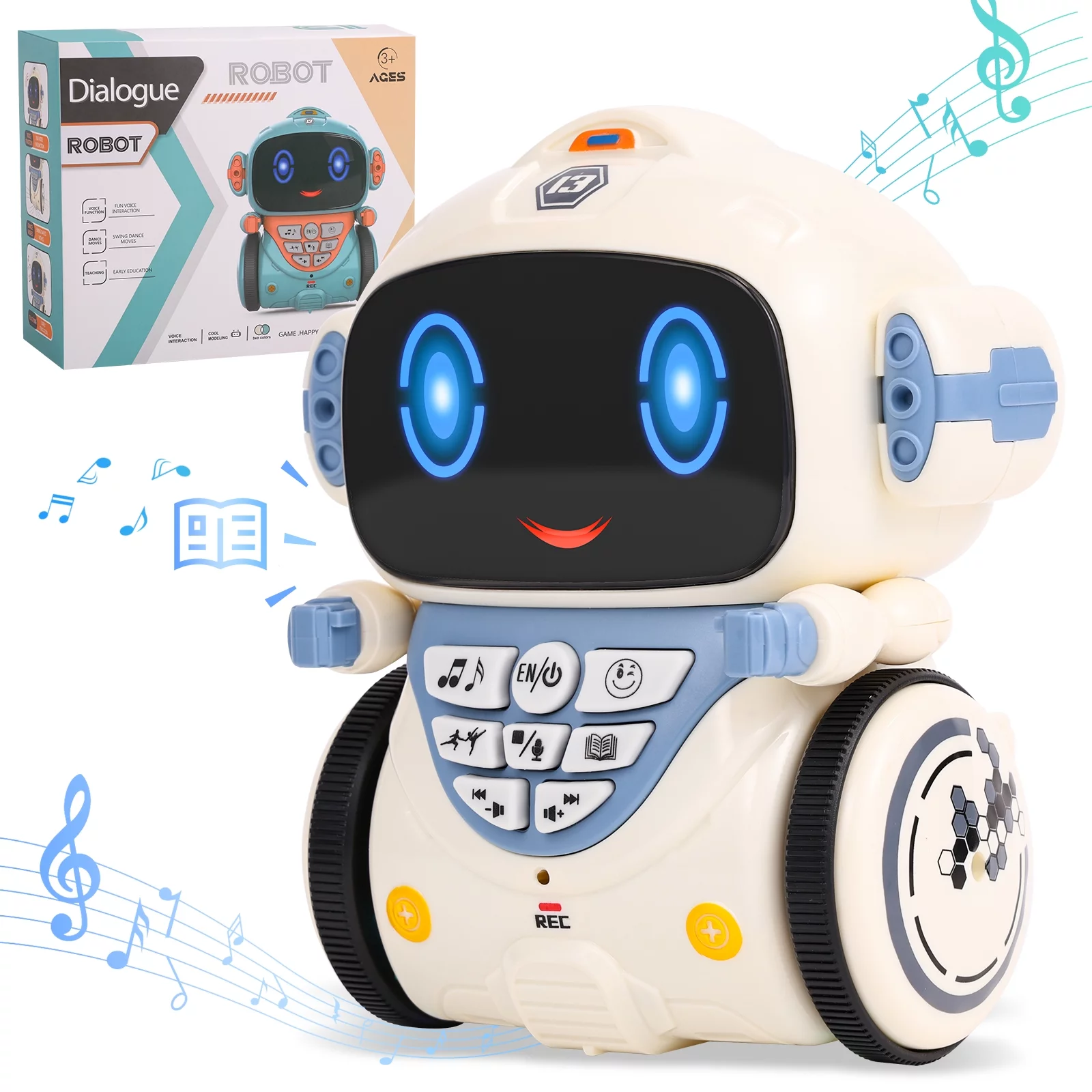 AOKESI Kids Robot Toys, Early Learning Smart Robot with Voice Control, Speech Recognition, Singing Dancing Interactive Robot Talking Robotic Gift for Boys Girls 3+