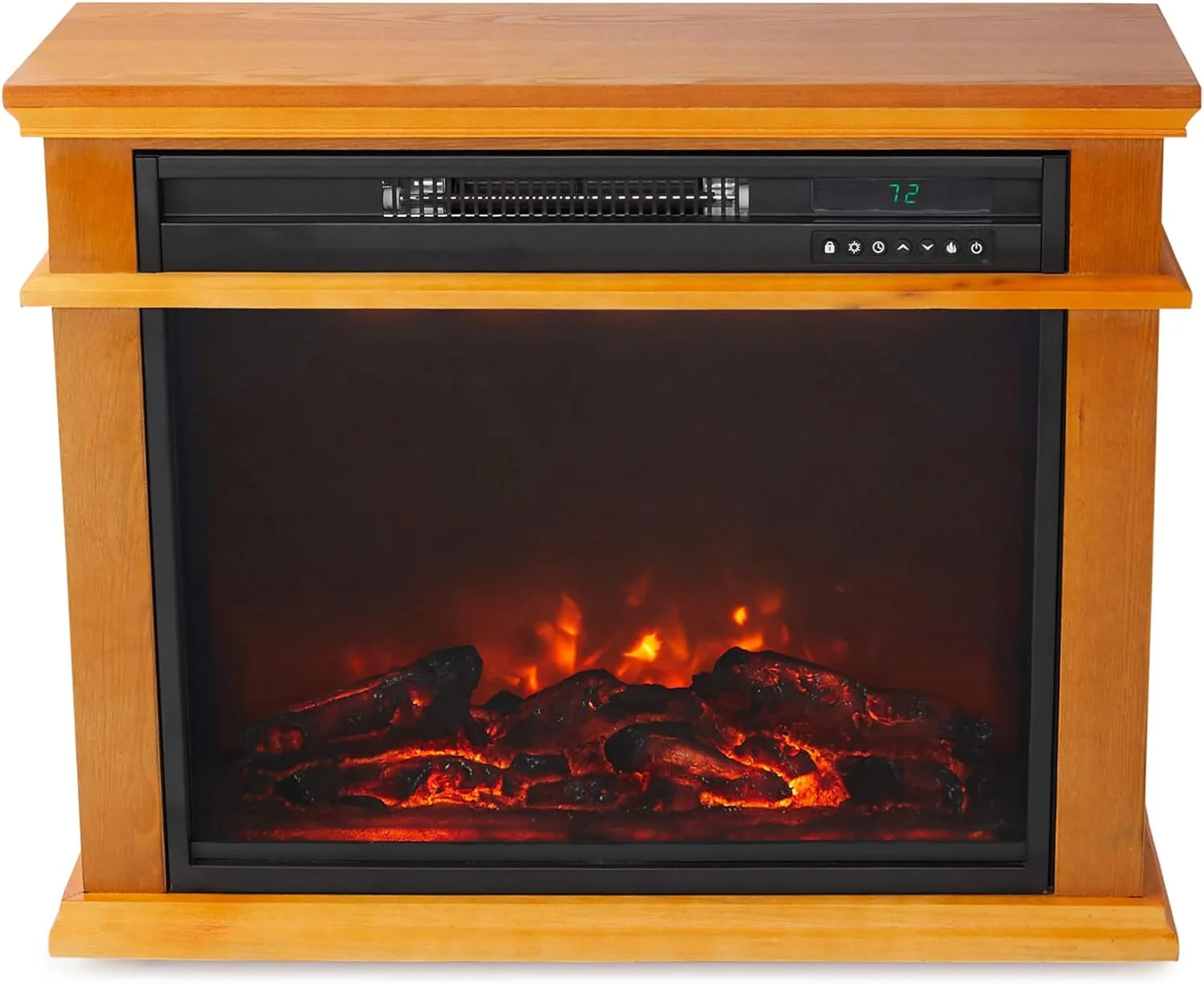 1500 Watt Portable Electric Infrared Quartz Fireplace Heater For Indoor Use With 3 Heating And  Control, Brown