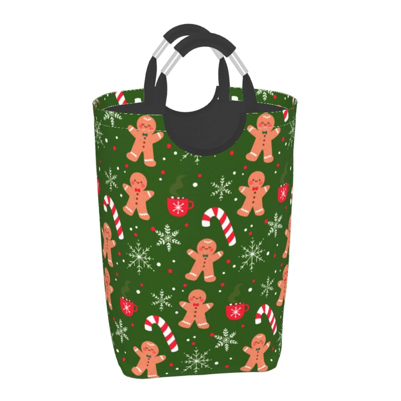 XMXT Collapsible Laundry Basket Hamper, Cartoon Santa Lollipop Man Large Laundry Bag Clothes Hamper with Aluminum Handle, 50L