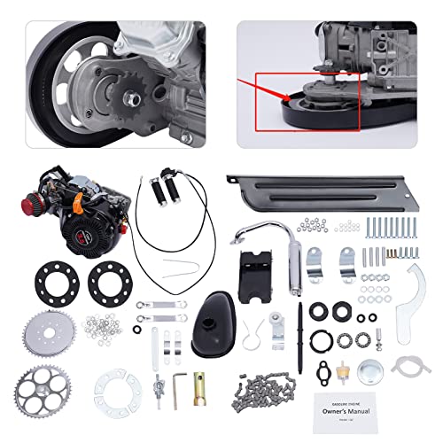 100cc Bicycle Engine Kit, 2 Stroke Bike Motor Kit Petrol Gas Motor Conversion Kit Air-Cooling Motorized Bicycle Kit Super Fuel-efficient Modified Full Set / 4 Stroke