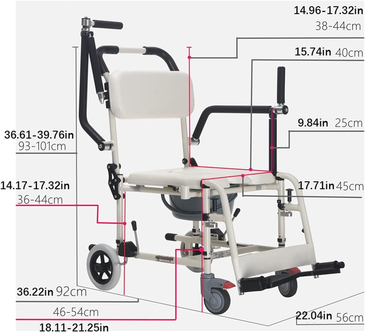 Bedside Toilet, Rolling Shower Wheelchair, Elderly Patient Transfer Chair, Suitable for Nursing Homes, Hospitals