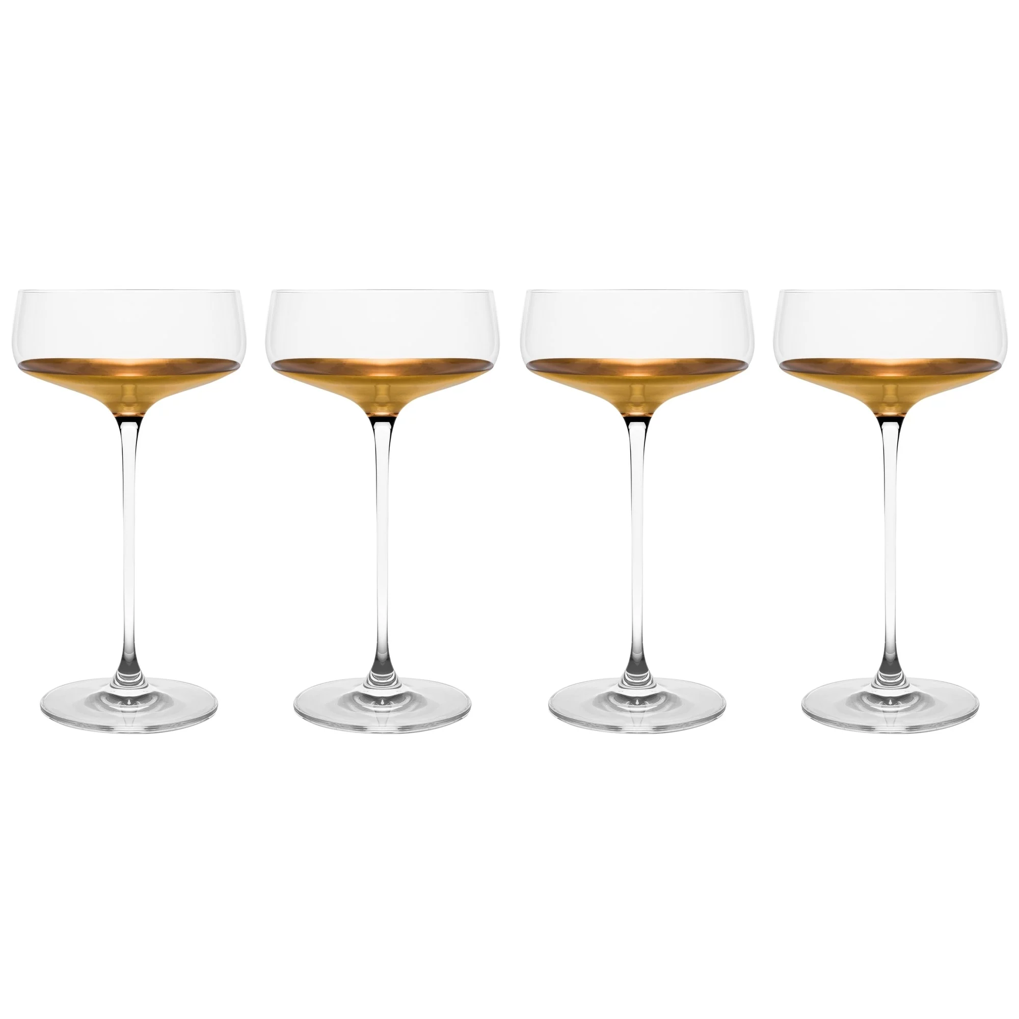 Barski  Handmade Glass Champagne Saucer with Gold Dipped Bottom