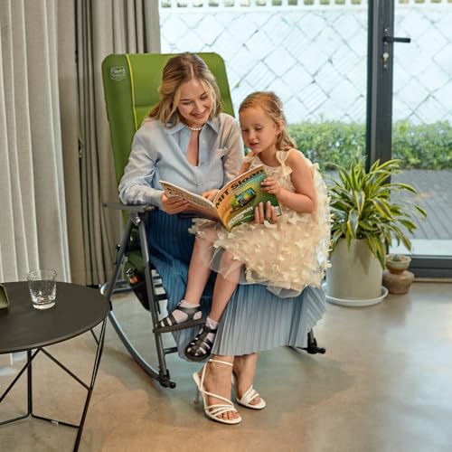 TIMBER RIDGE Oversized Folding Rocking Camping Chair, Padded Outdoor Rocker with High Back, Portable Outdoor Chair for Patio, Garden, Lawn, Supports up to 400 lbs, Blue