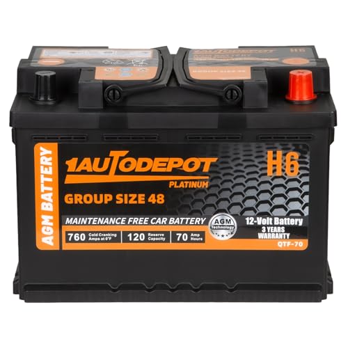 BCI Group 24F Car Battery, 12V 70Ah Automotive Battery Premium Maintenance Free AGM Batteries, 710CCA, 120RC, 36 Months Warranty