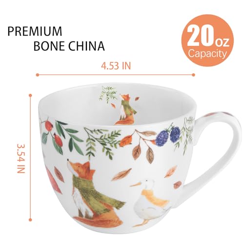 Christmas Skating Mug - 20 oz Bone China Winter Coffee Mugs with Snowy Village, Perfect Holiday and Christmas Gifts for Friends and Family - Designed in England by Harvest Green Studio