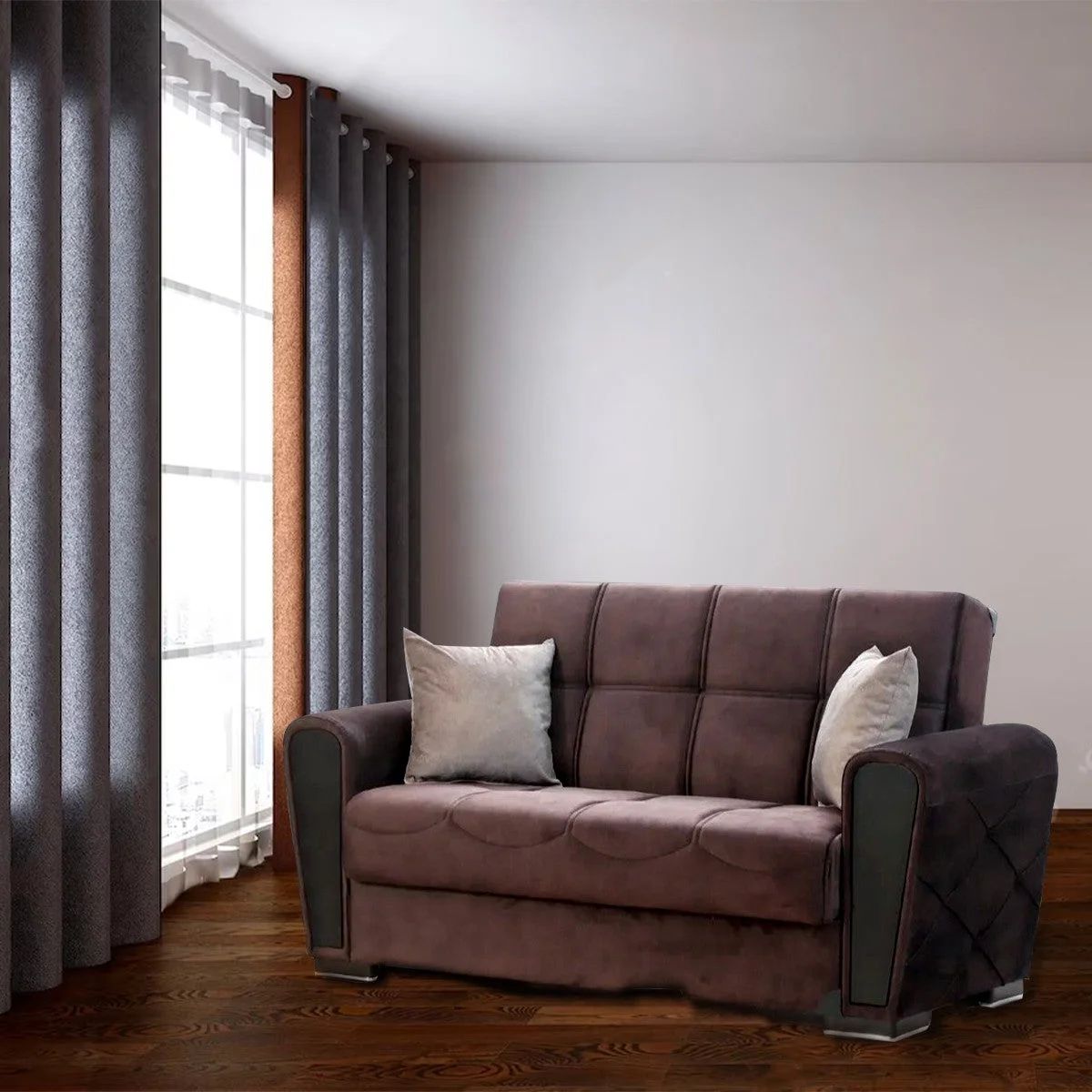 Henry Dark Brown Fabric Loveseat