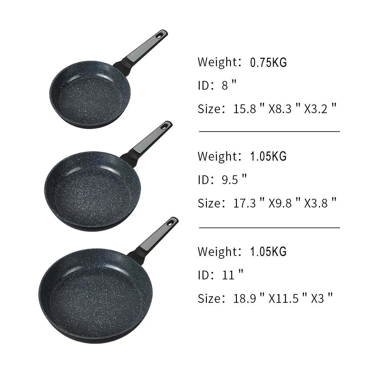 High Grade frying Pans, Moxinox Red 9.5 Inch Non-Stick frying Pans, 1.05 KG