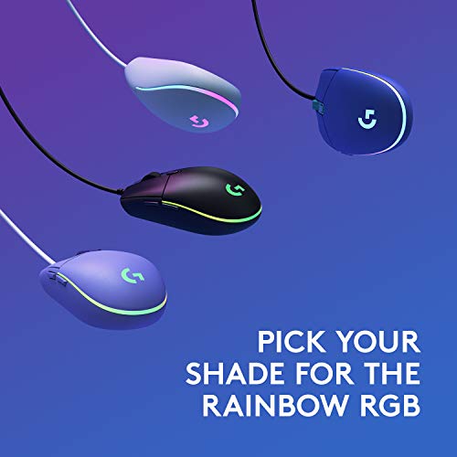 Logitech G203 Wired Gaming Mouse, 8,000 DPI, Rainbow Optical Effect LIGHTSYNC RGB, 6 Programmable Buttons