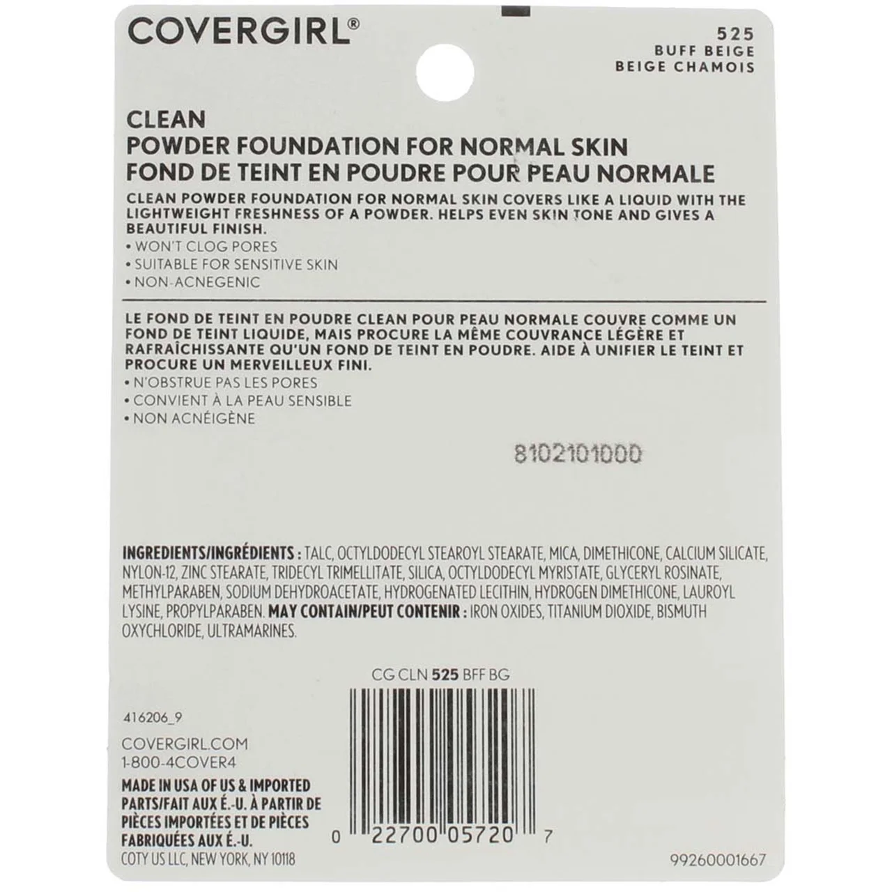 CoverGirl Simply Powder Foundation, Buff Beige [525] 0.41 oz (Pack of 4)