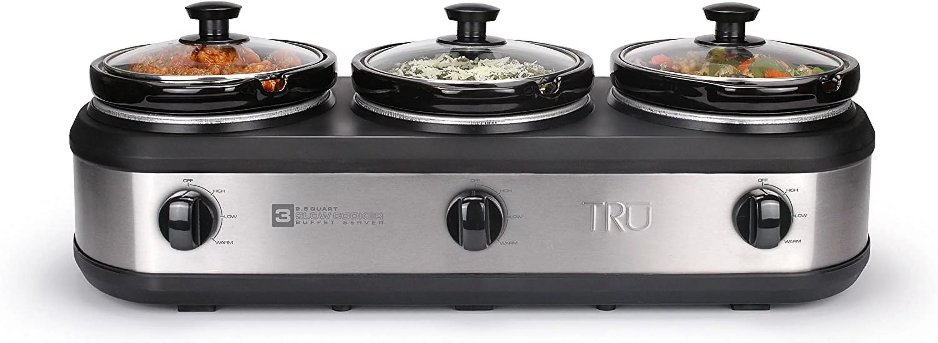 TRU Triple Buffet Server, 3 2-1/2-qt Removable Inserts