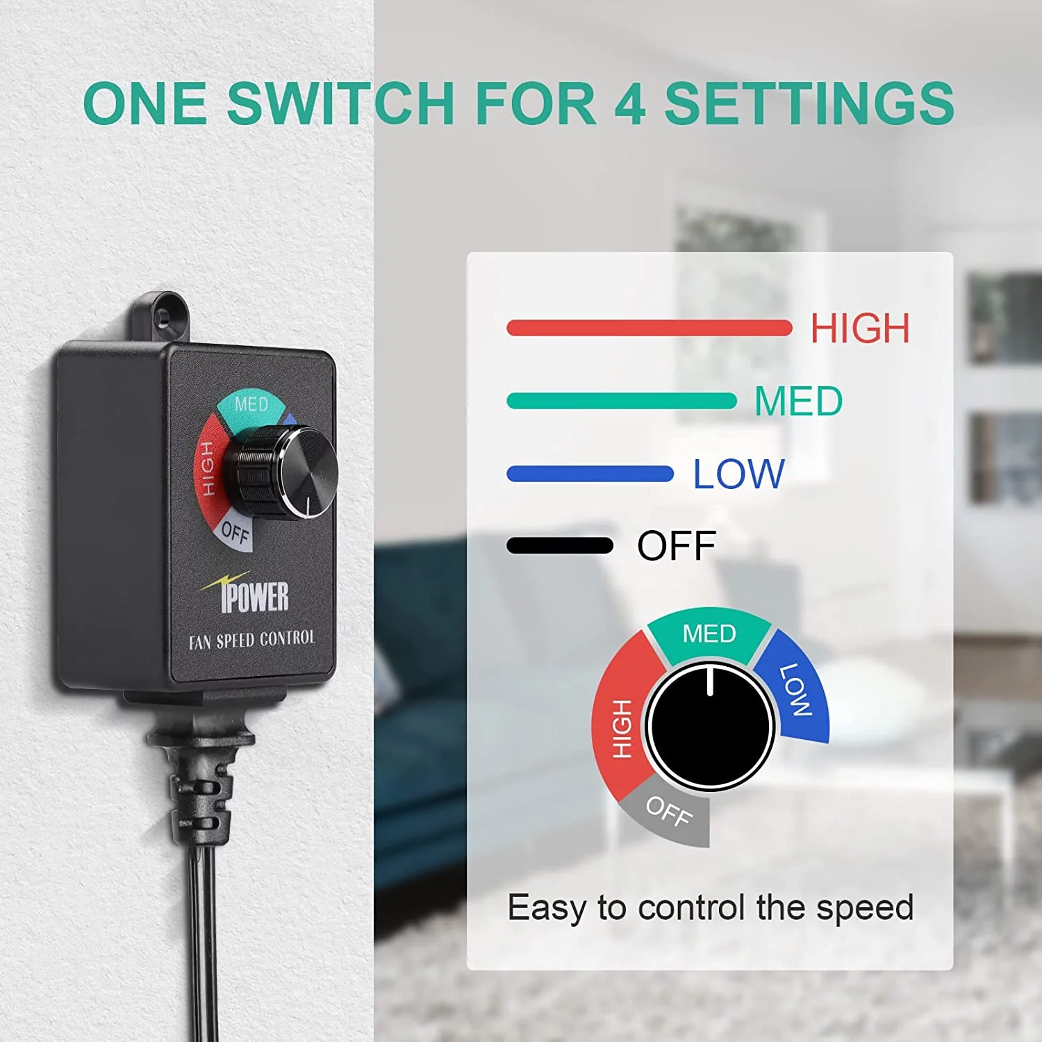 iPower 6-Pack Exhaust Variable Vent Adjuster Inline Duct Fan 350W HVAC Speed Controller, 6 Pack