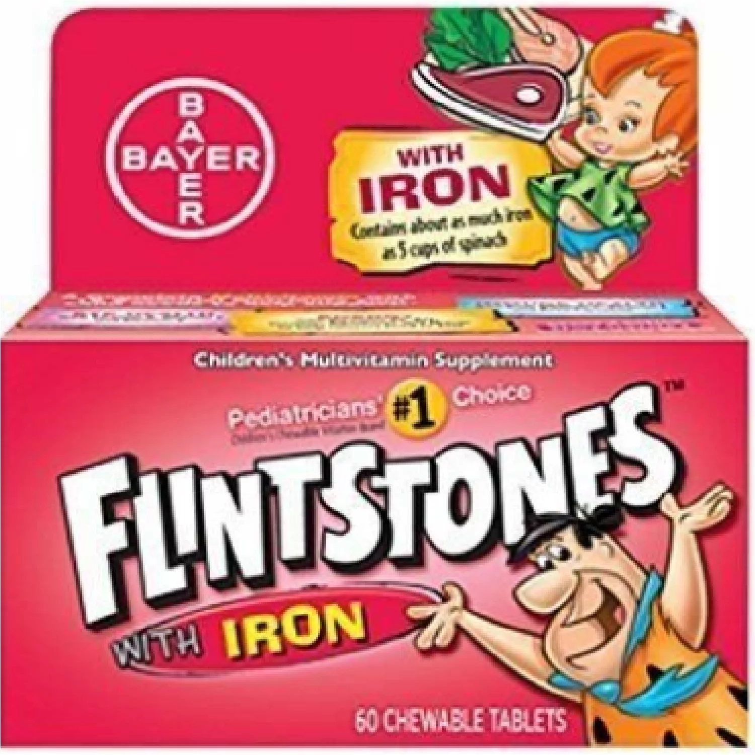 Flintstones Children's Multivitamin with Iron Chewables, 60 ct, 3 pack