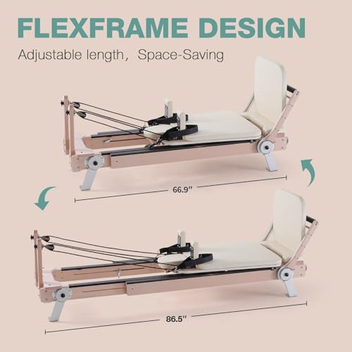 ARKANTOS Pilates Reformer Machine, Adjustable Maple Wooden Frame, Includes Reformer Box & Padded Jump Board for Studio-Grade Home Workouts
