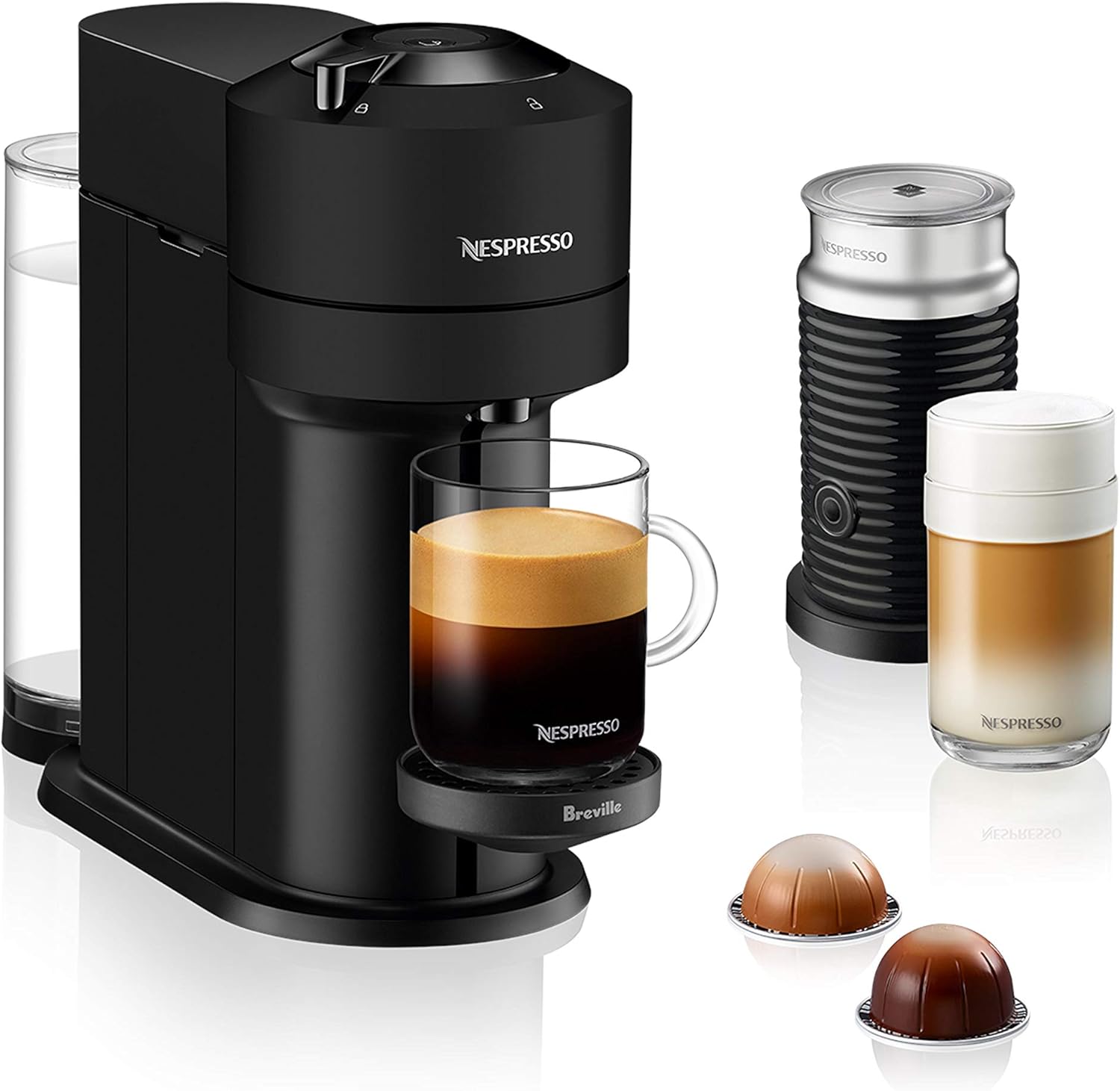 Nespresso Vertuo Next Coffee and Espresso Machine with Aeroccino Frother by Breville, Matte Black