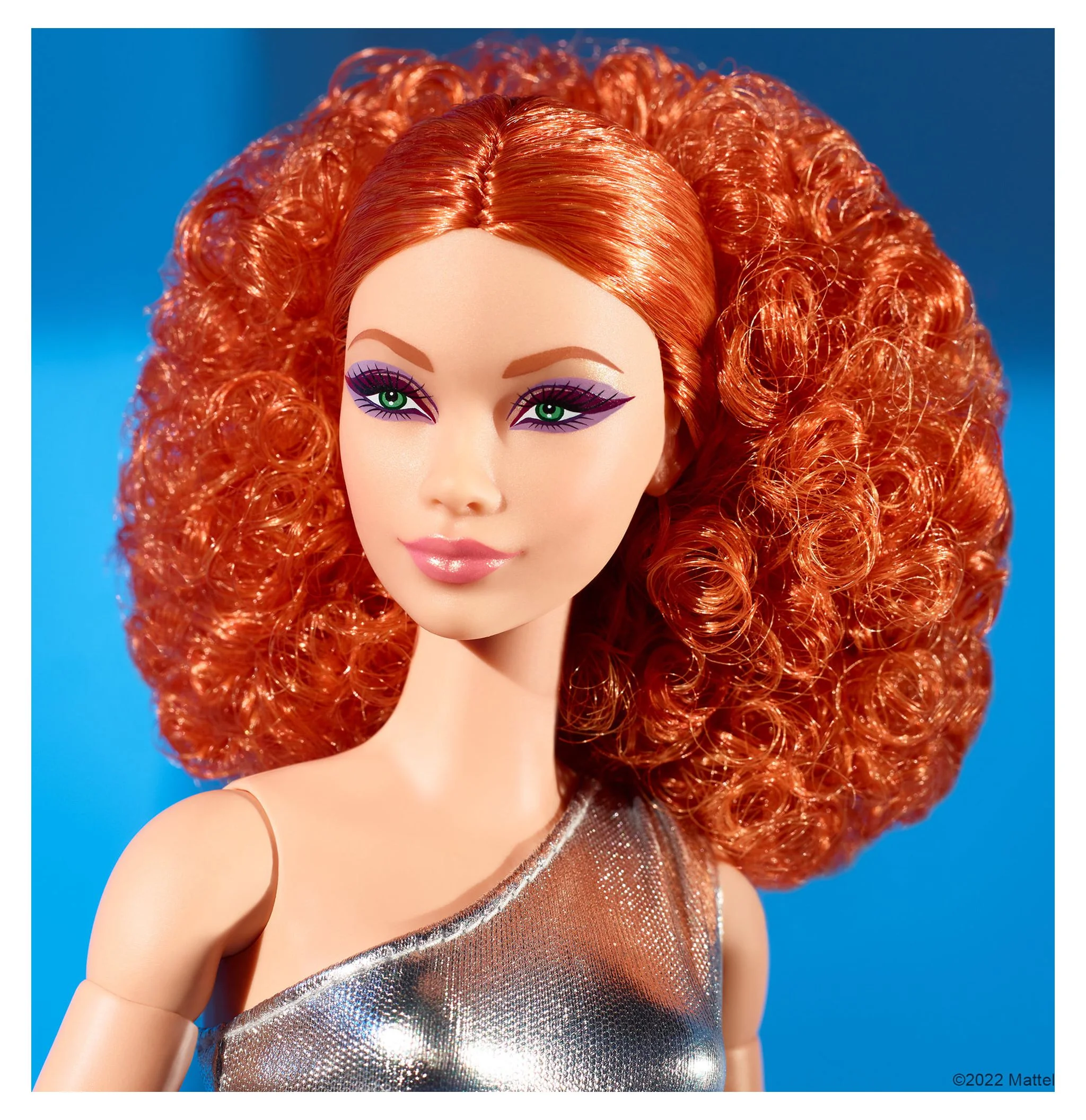 Barbie Looks Collectible Fashion Doll, Posable with Curly Red Hair & Metallic Jumpsuit