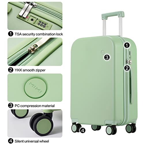 mixi Upgrade Carry on Luggage 14 Inch Underseat Personal Item Suitcases with Spinner Wheels, Hardside Rolling Suitcase PC with TSA Lock Lightweight Travel Case, Fine Grid Black