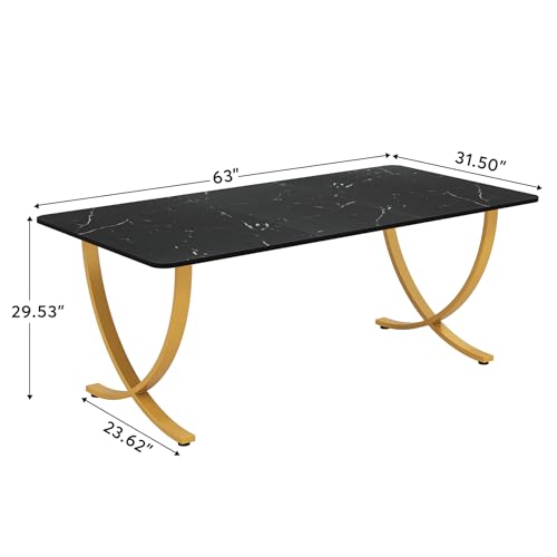 Tribesigns Executive Desk, 63” W x 31.5” D Large Office Desk, Modern Computer Desk Conference Table Meeting Room Table, Business Furniture for Home Office, White and Gold