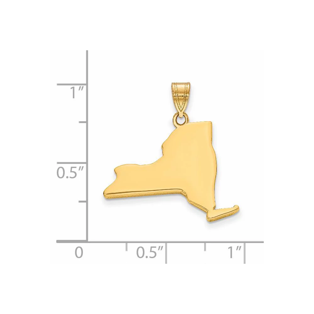 14k Yellow Gold 14KY New York State Pendant Charm