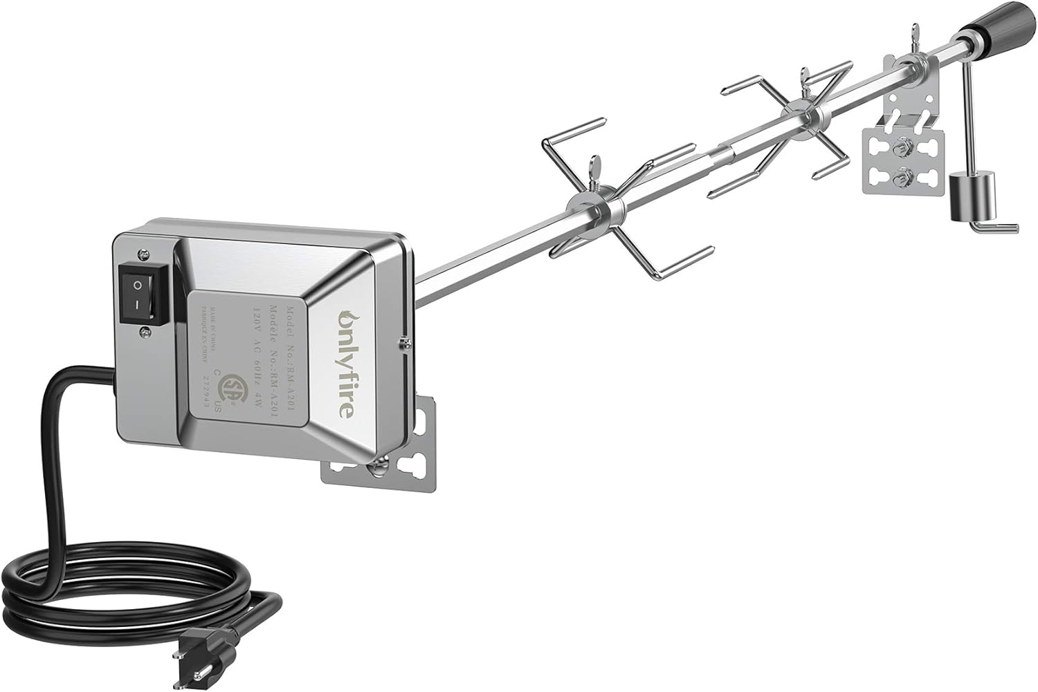 only fire Universal BBQ Grill Rotisserie Kit with 110V Electric Motor for Gas Grills - 45