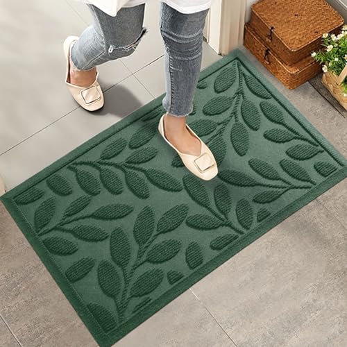 Front Door Mat, Heavy Duty Welcome Door Mat Indoor Outdoor, Waterproof Doormat, Sturdy Natural Rubber, Fade Resistant, Easy Clean, Low Profile Entryway Mat Outdoor Entrance, 36×24, Black