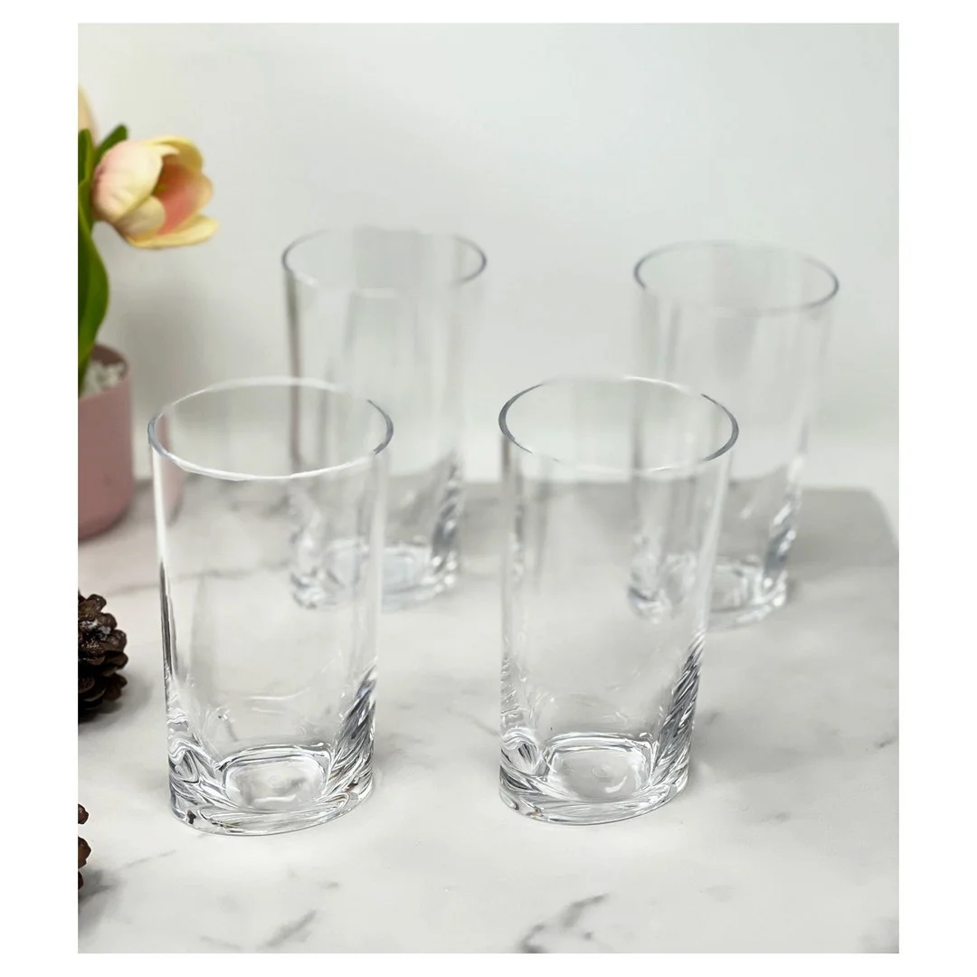 LeadingWare Oval Halo Plastic Drinking Glasses Set of 4 (15oz), Tritan Cocktail Glasses Tumblers