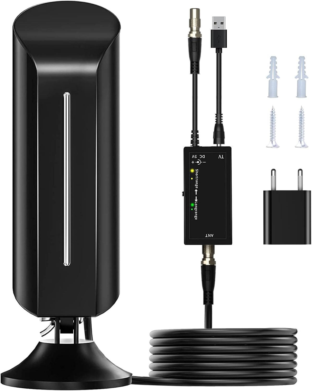 TV Antenna, Outdoor HD Digital TV Antenna IPX8 Waterproof 300+ Miles Long Range Indoor HDTV Antenna Support 4K 1080p and VHF UHF TV Free Local Channels HDTV Antenna, 32.8ft Coaxial Cable