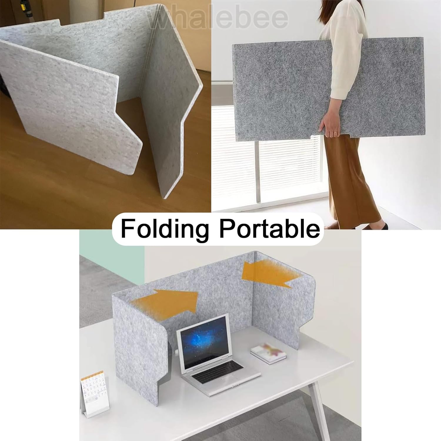 Desktop Partition Privacy Panel Stand Up Office Divider for Desktop, Foldable Desk Privacy Divider 3 Panels, Sneeze Guard, Acoustic Partition, Acoustic Desk Divider