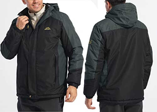 MAGCOMSEN Men's Winter Coats Water Resistant Ski Snow Jacket Warm Fleece Parka Raincoats With Multi-Pockets