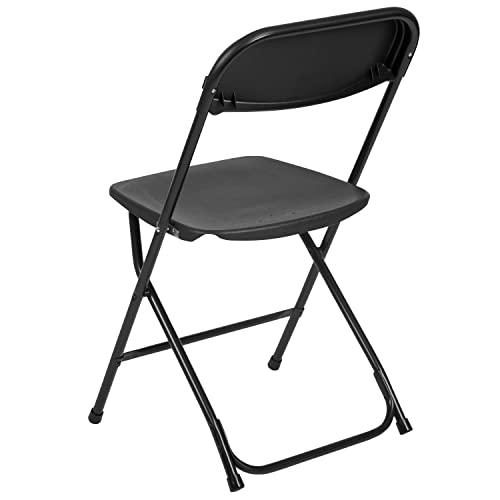EMMA + OLIVER Set of 2 Plastic Folding Chairs - 650 LB Weight Capacity Lightweight Stackable Folding Chair in White