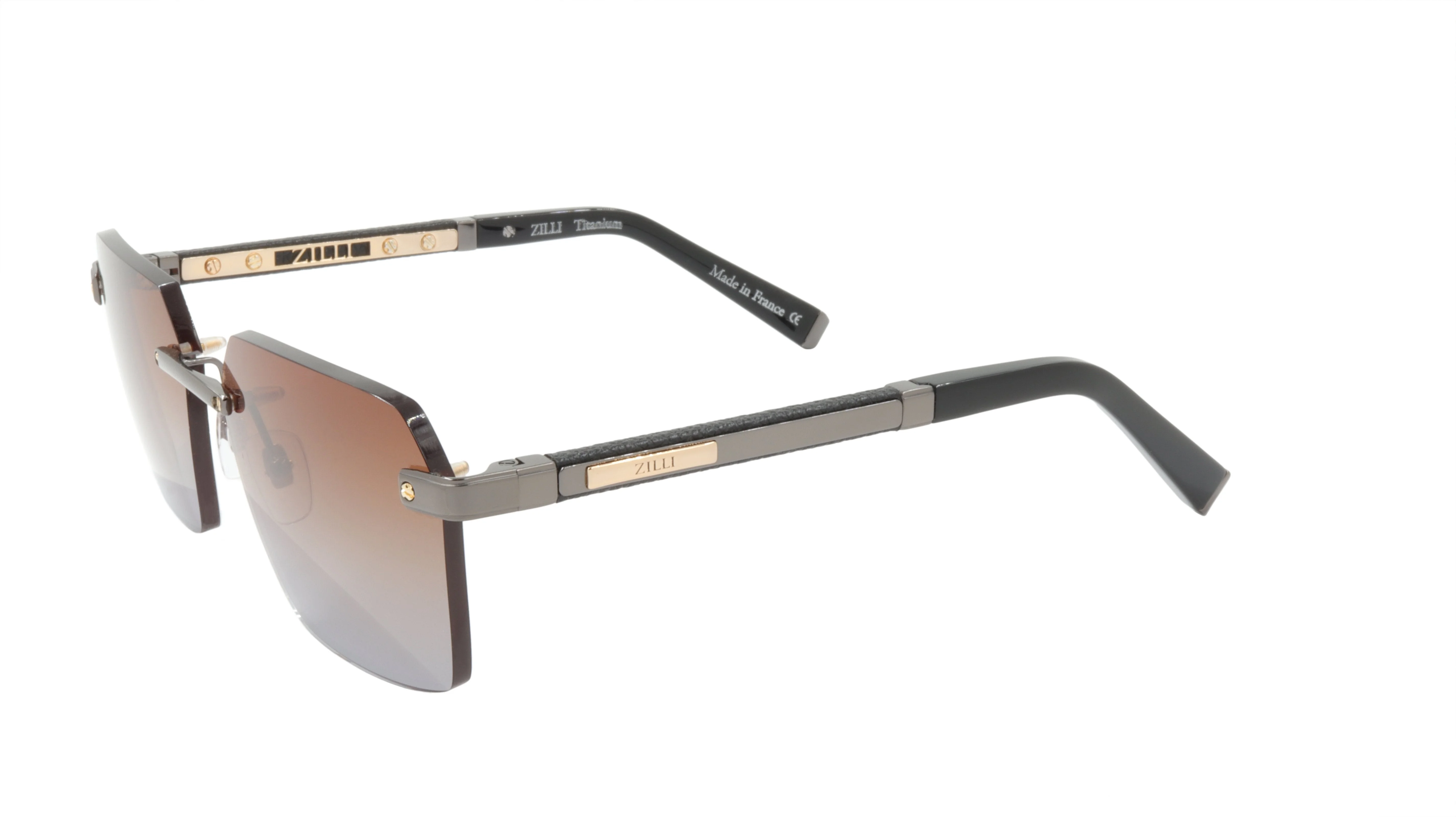 ZILLI Sunglasses Titanium Acetate Leather Gradient France Handmade ZI 65039 C03