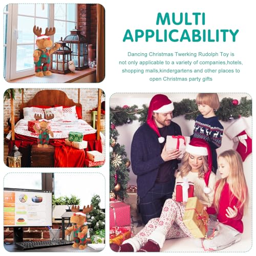 SdeNow Dancing Singing Rudolph Santa Red Nosed Reindeer Toy Tweaking Santa Claus Animated Musical Plush Santa Claus Doll